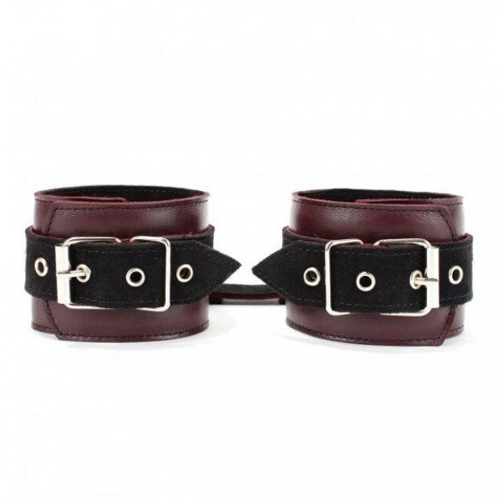 Наручники из натуральной кожи бордо
