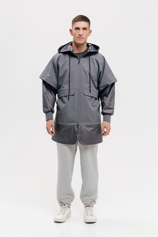 Плащ -дождевик унисекс "Роскосмос х 7.2.66", серый