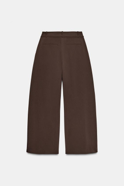 ZARA БРЮКИ С ШИРОКИМИ ШТАНИНАМИ И ТОНКИМ РЕМНЕМ, КОРИЧНЕВЫЙ