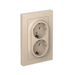 Розетка 2-м. AtlasDesign 16А с заземл. в сборе песочн. SE ATN001224