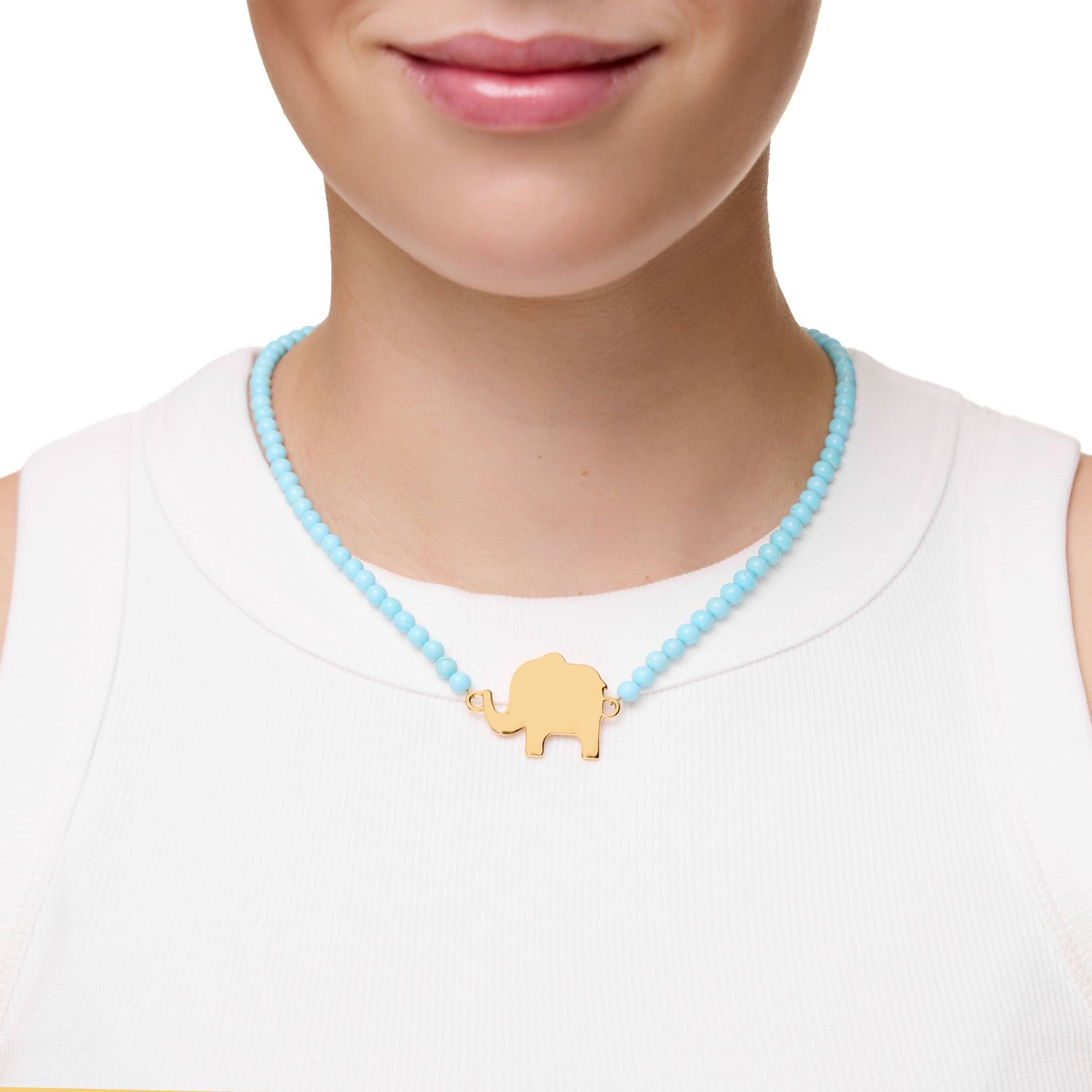 Колье Gold Plated Elephant Charm Beaded Necklace