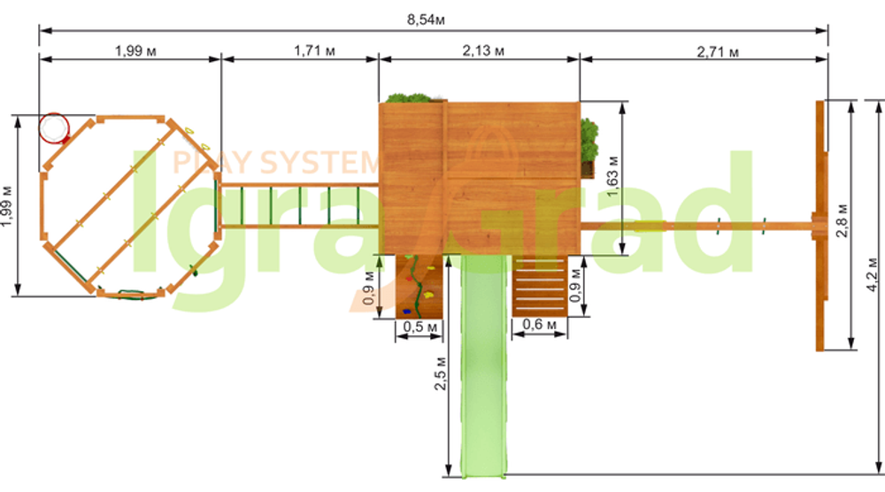 Детская площадка Клубный домик 2 с WorkOut