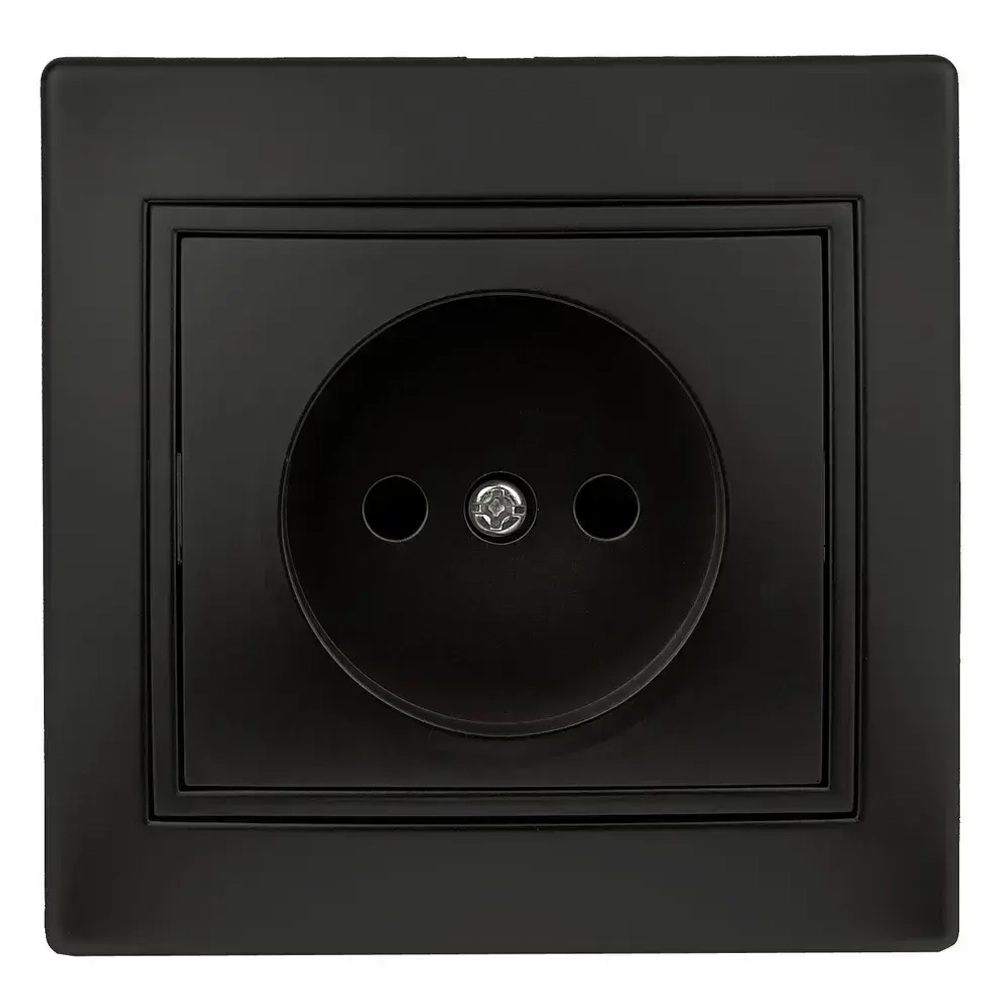 Розетка Intro Plano 1-201-05 без заземления 2P 16А-250В IP20 скрытой установки черный