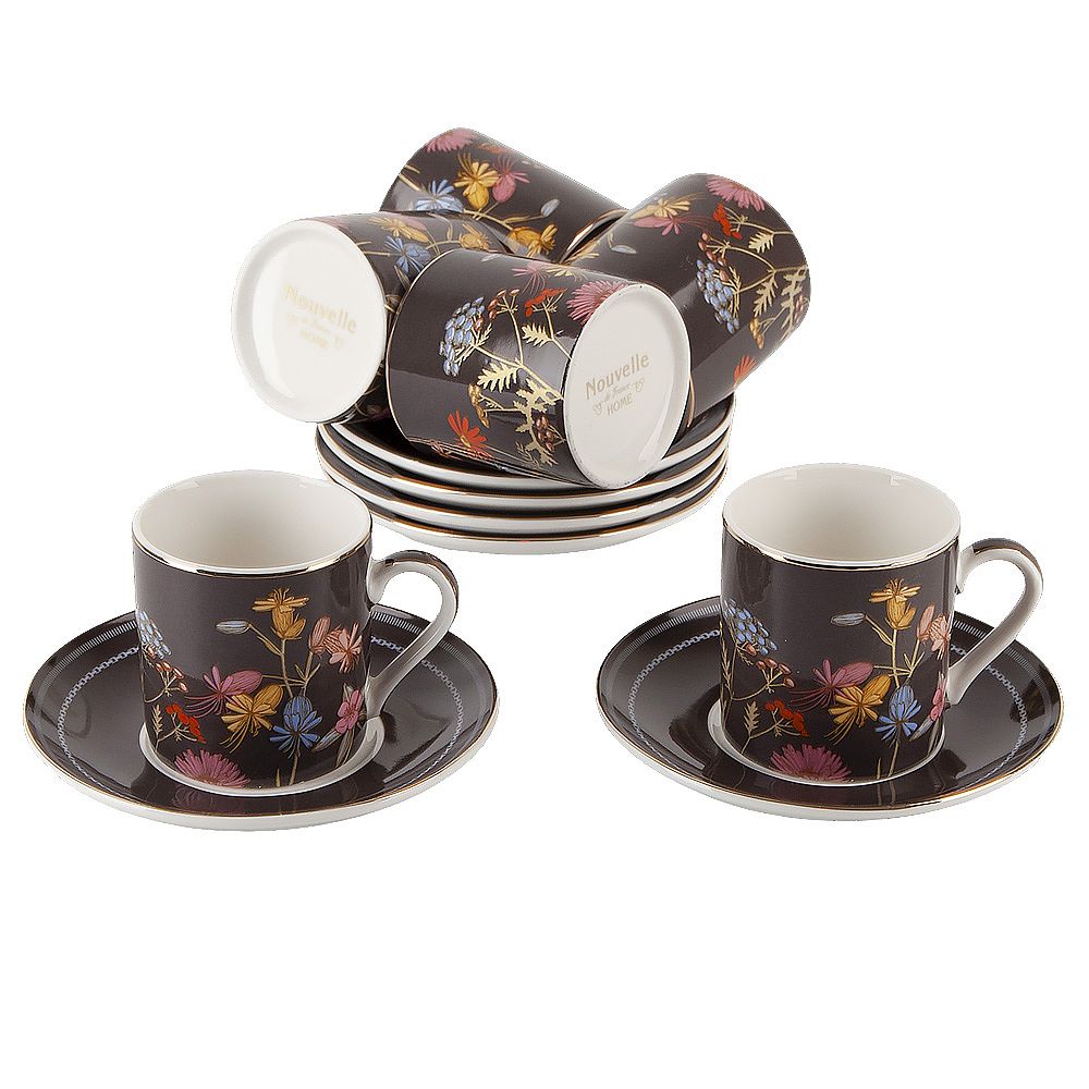 Набор кофейный 12пр "Greige" (6 персон) v=100мл (фарфор) (подарочная упаковка)