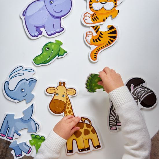 Пазлы-контуры "Африканские животные" 6 фигурок Baby Toys (мягкие)