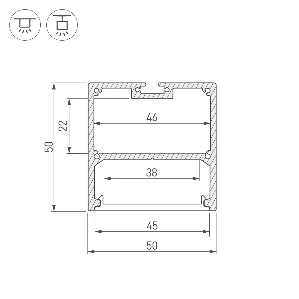 Профиль с экраном SL-LINE-5050-2500 ANOD+OPAL (Arlight, Алюминий) 020467