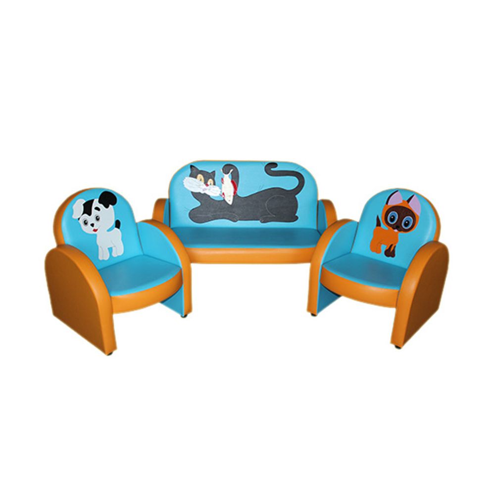 Комплект мягкой игровой мебели «Малыш с аппликацией»  голубо-оранжевый