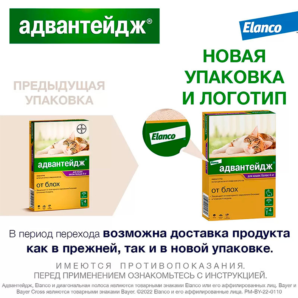 Адвантейдж для кошек больше 4 кг упаковка (4 пипетки)