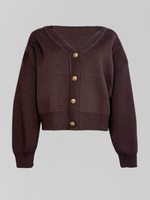 Кардиган 648 однотонный на пуговицах с V-образным вырезом