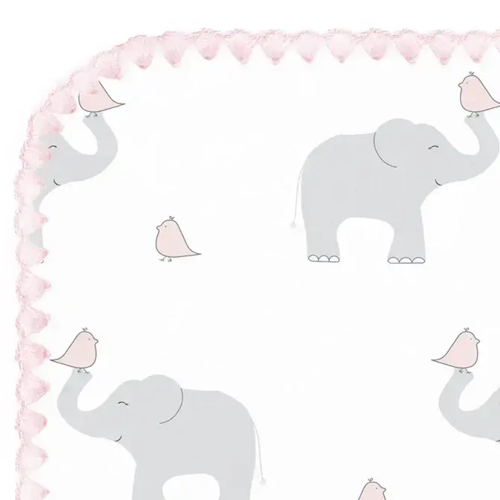 SwaddleDesigns Фланелевая пеленка для новорожденного - Elephant & Chickies, Pastel Pink