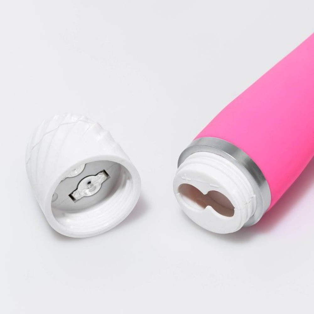 Розовый вибратор с круглой массажной головкой - 17,2 см. (Цвет: розовый)