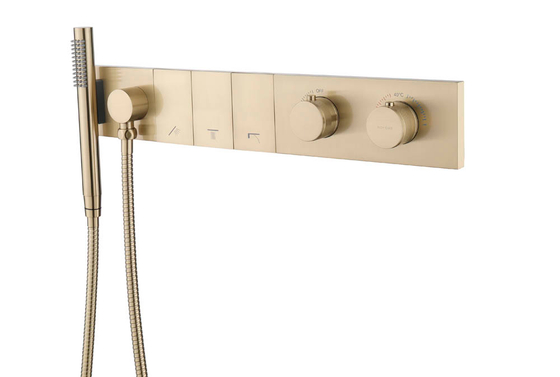 Смеситель ZODIAC THERMO с ручным душем MATT GOLD