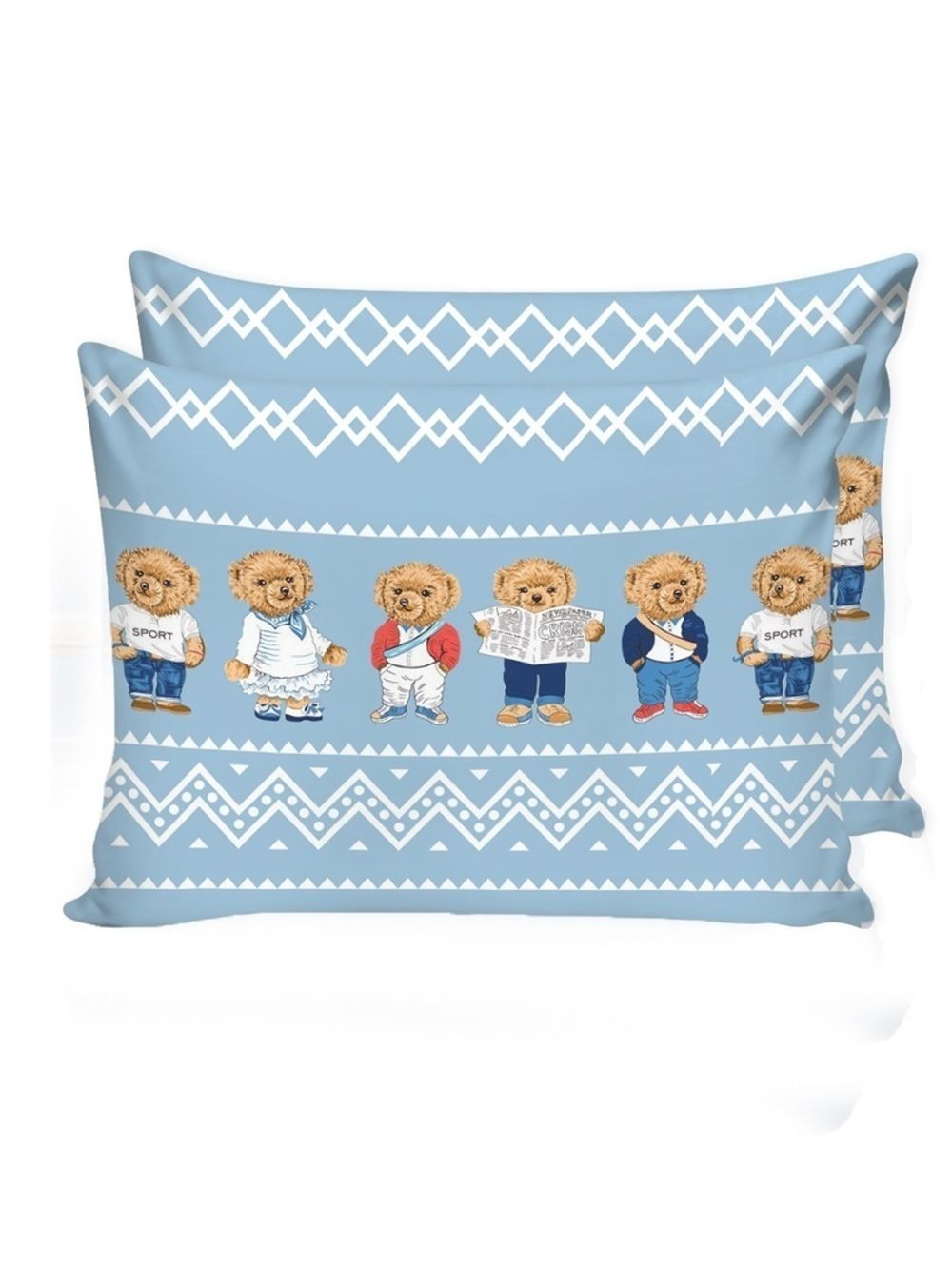 Постельное белье Сказка "Мишки" 2-спальный Наволочка 50х70 см 2 шт Простынь 240х215 см Пододеяльник 175х215 см, перкаль