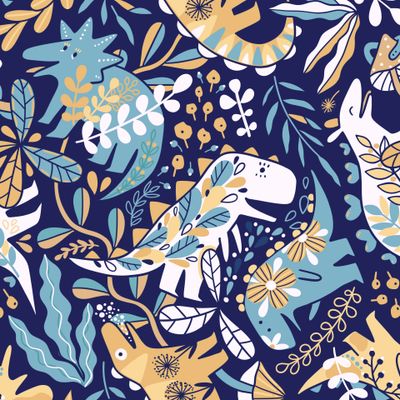 Летние дино на синем