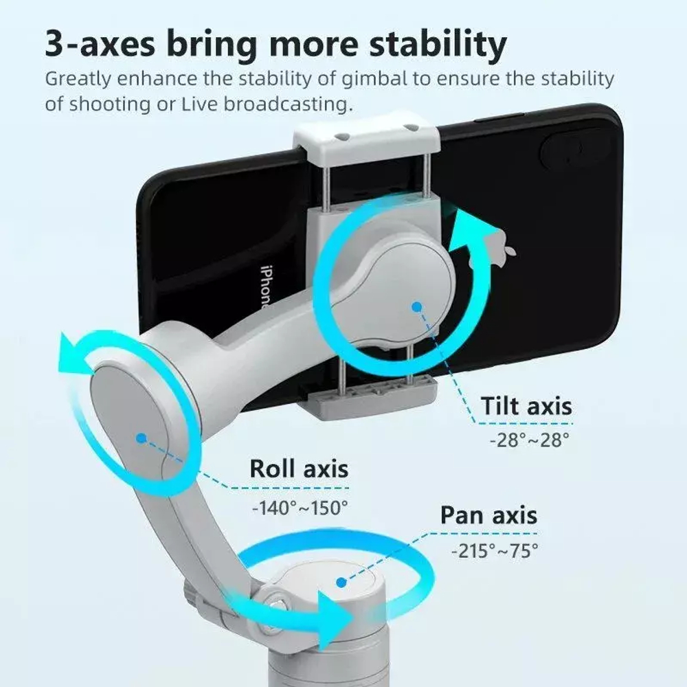 3-осевой складной ручной шарнирный стабилизатор Axnen HQ3 (стедикам) для смартфона + чехол +пульт управления