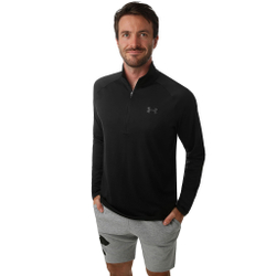 Мужское теннисное поло Under Armour Tech 2.0 Half-Zip Long Sleeve Men - Black, Dark Grey