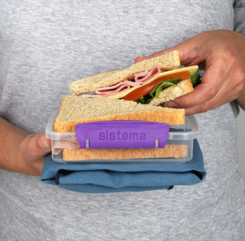 Набор контейнеров для сэндвичей 3шт 450мл Sistema Klip It синий