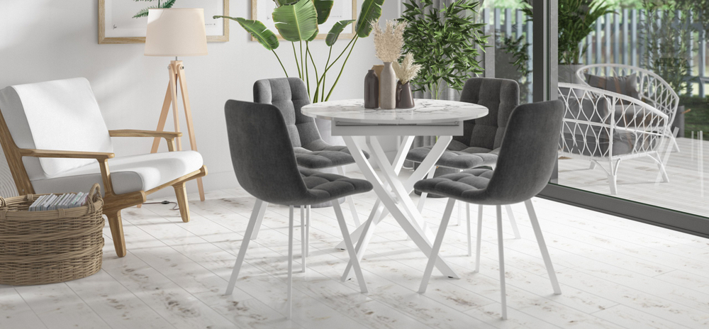 Стул НОРД велюр Velutto Серый, Белый