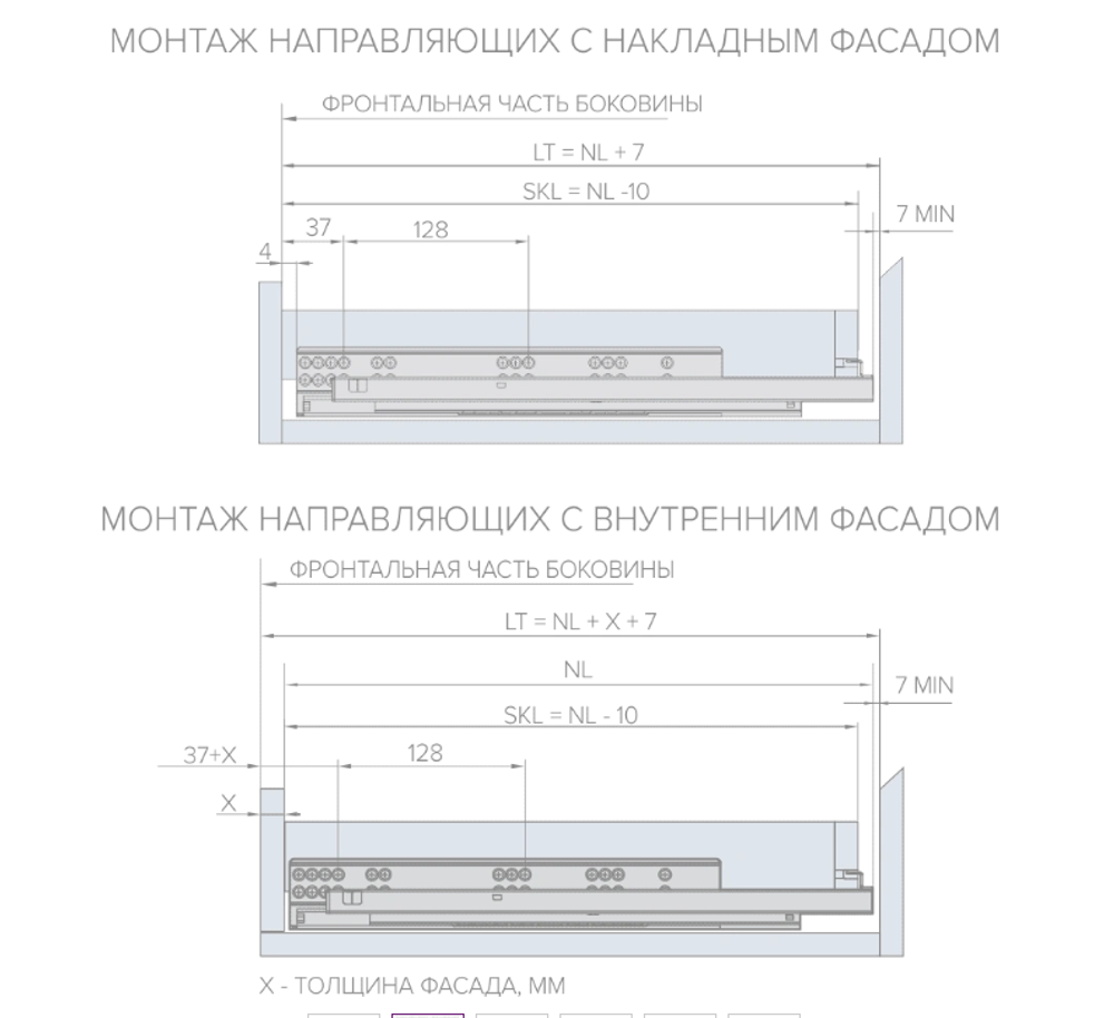 Направляющая скрытого монтажа Stealth синхронизированная полн. выдв. с довод. (ДСП до 16мм), 450, AQ
