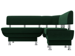 Диван кухонный угловой Альфа правый угол, Зеленый, Велюр, 116694