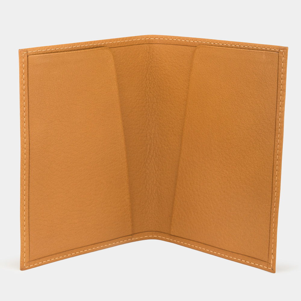 Обложка для паспорта из натуральной кожи теленка, золотого цвета