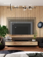 Тумба под телевизор подвесная 2000*272*277 Вегби корпус черный, фасад дуб вотан