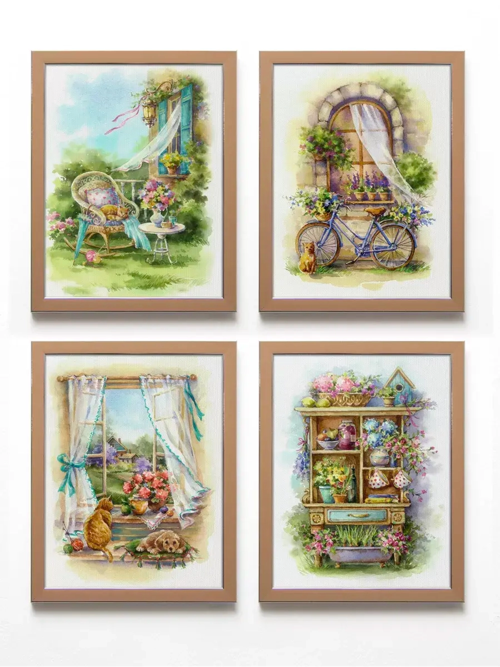 Картина на стену интерьерная на холсте 4 шт, 22*28 см