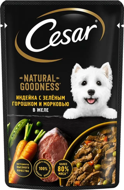 Cesar индейка с зеленым горошком и морковью в желе 80г.*28шт.
