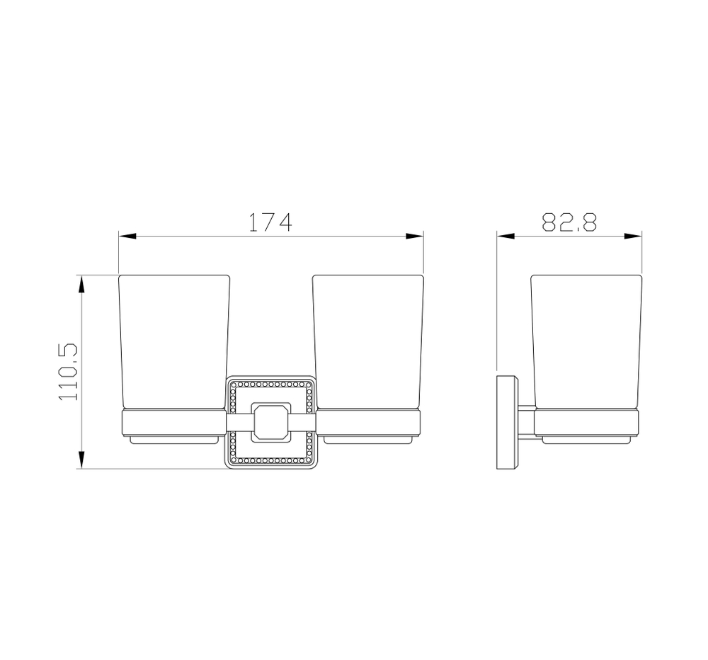 Два стакана для зубных щеток с держателем WONZON & WOGHAND ROMA, Бронза (WW-7228)