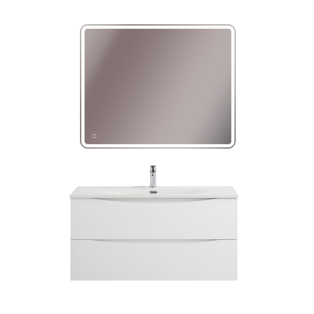 Тумба с раковиной подвесная BelBagno MARINO-CER-N-1000-2C-SO-BL-P Bianco Lucido, раковина белая BB-8099-100