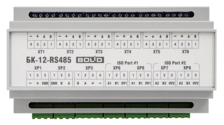 БК-12-RS485-01 - Блок коммутации для установки в шкафы, боксы. Две  внешних линии RS485 и одна внутренняя. Питание 12 В.