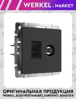 Розетка ТВ+Ethernet RJ-45 6 cat. (черный матовый) W1181308