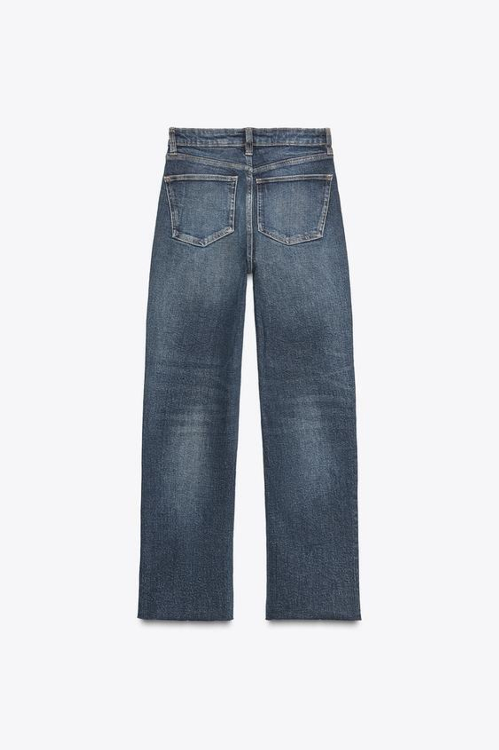 ZARA УКОРОЧЕННЫЕ РАСКЛЕШЕННЫЕ ДЖИНСЫ TRF С ВЫСОКОЙ ПОСАДКОЙ, МОРСКОЙ СИНИЙ