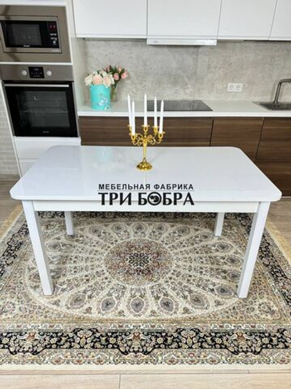 Большой кухонный стол "Макси", белый глянец