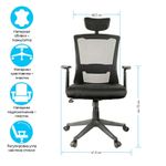Кресло руководителя Helmi HL-E31 "Ergo", рег. подгол. и пояс. упор, мех. кач. "Люкс", ткань черная