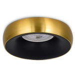 Светильник встраиваемый, GU10, D95xH35мм, IP20, латунное основание, черный плафон, без лампы