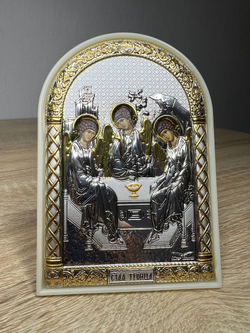 Св. Троица, икона арочная, пластик белый 80х115