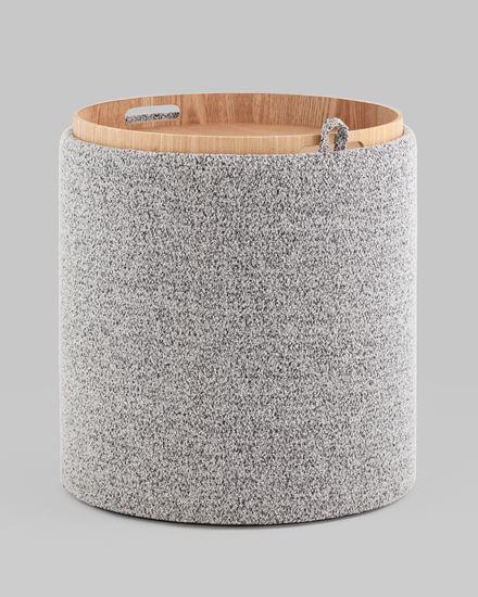 Пуф-столик с ящиком Хюгге S букле серый