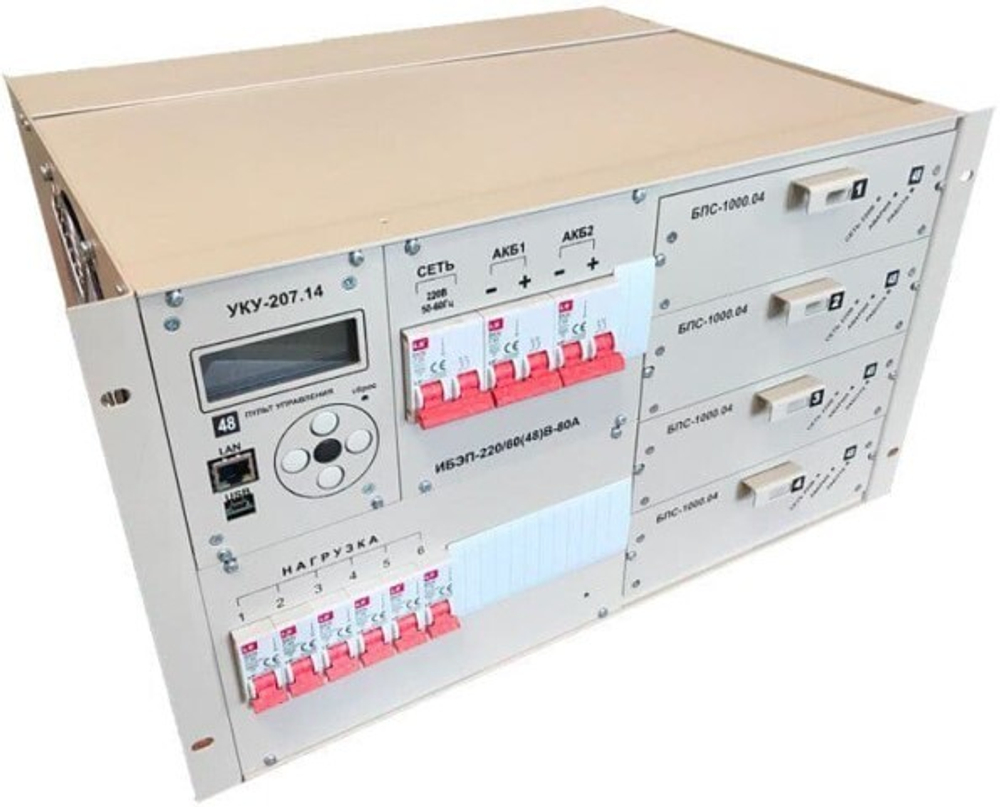 Источник бесперебойного питания  СГЭП ИБЭП-220(380)/48B-80A-4/4(1000)-6U-LAN