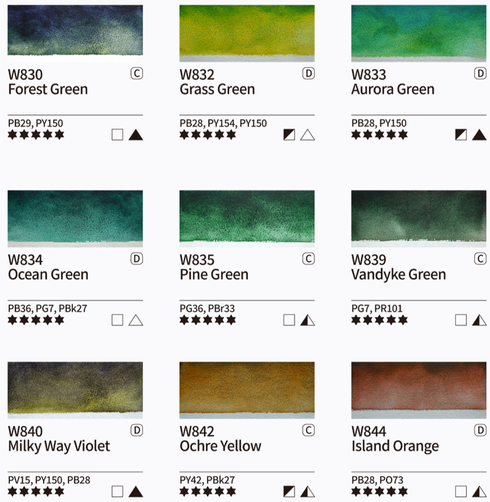 Mijello Granulation Watercolor 15 ml 34 цвета