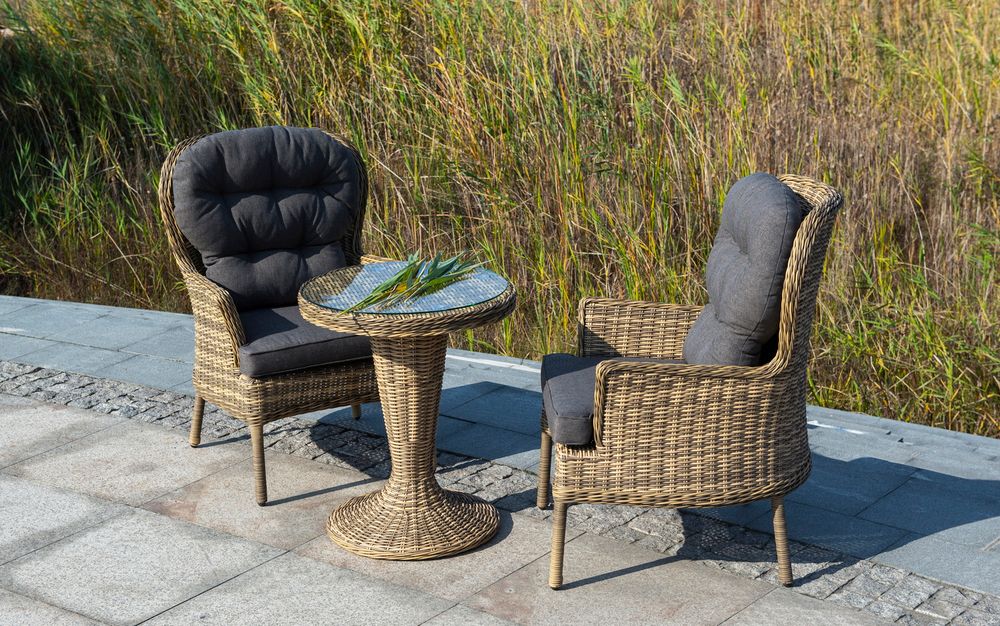 "Леванте" стол круглый из искусственного ротанга, цвет соломенный