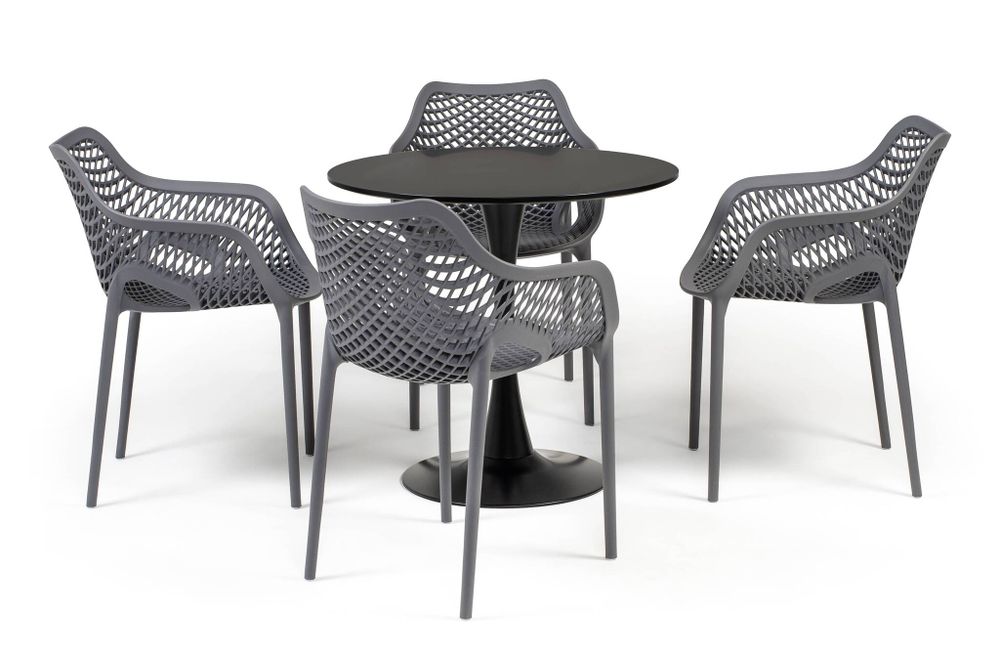 "Беллини" обеденная группа на 4 персоны, цвет темно-серый
