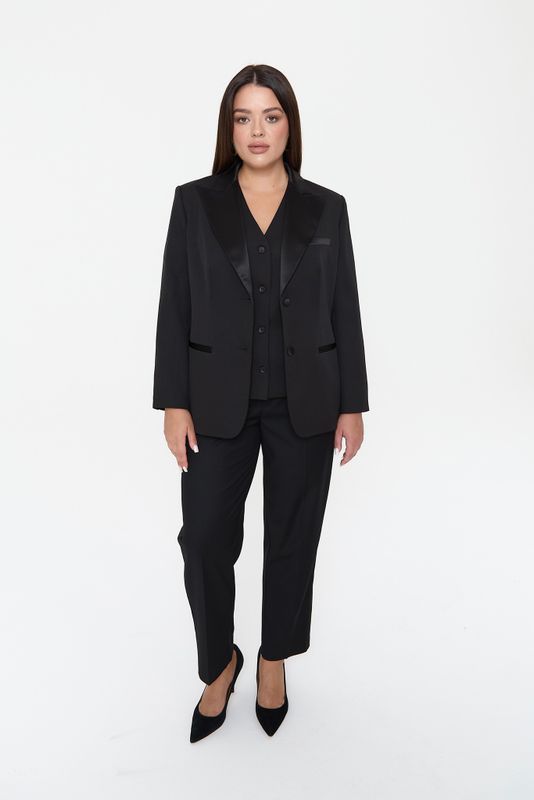 Брюки с лампасами из атласа, черный