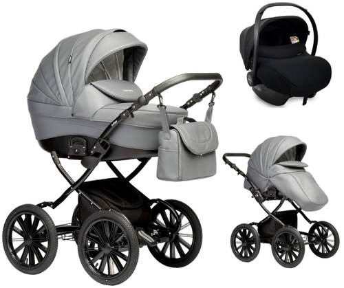 Детская коляска Indigo Special Plus 3 в 1 с автокреслом Avionaut Cosmo Is09 т.серая кожа
