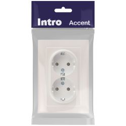 Розетка Intro Accent 6-205-06 двойная с заземлением 2X2P+E Schuko 16А-250В IP20 СУ AL/CU перламутр | Intro
