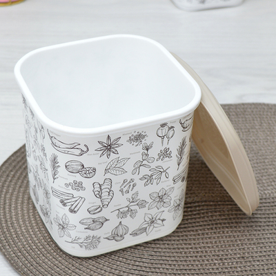 Емкость для сыпучих продуктов 1,8л с декором (бежевый) 455410