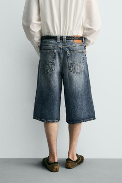 ZARA ДЖИНСОВЫЕ ШОРТЫ BAGGY FIT, СИНИЙ