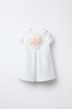 ZARA ПЛАТЬЕ С ЦВЕТКОМ, ЖЕЛТОВАТО-БЕЛЫЙ