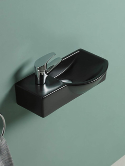 Раковина подвесная (матовая черная)  WeltWasser WW AISBACH 7940 MT-BL L 400х220х120