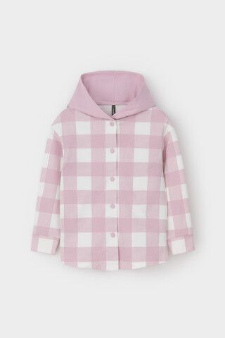 рубашка  для девочки  КР 302698-1/фламинго,клетка виши к541